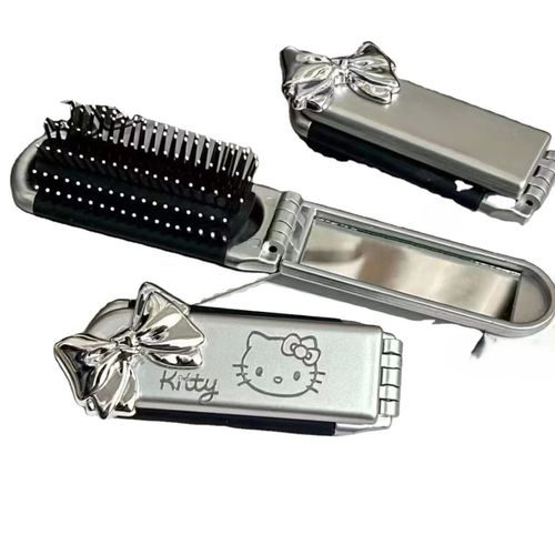 HELLO KITTY Portable Folding Clamshell Airbag Comb  Portable Cosmetic Mirror Dual-purpose All-in-one Mirror Comb