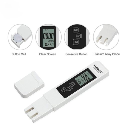 4 in 1 Multifunctional TDS EC PPM Water Quality Meter Tester Pen LCD Display TDS&EC Tester Pen