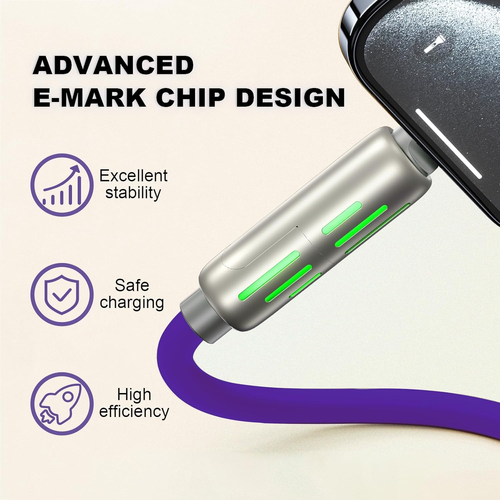 240W Super Fast LED Display USB Charger 4-in-1 Multi-Device with Rotating Elbow Type-C Mobile Phone and Printer Charger Cable