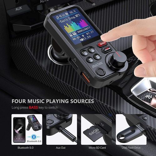 Car USB Quick Charger Wireless Bt FM Transmitter Receiver Radio Adapter Charging Treble Bass Sound Mp3 Player QC3.0