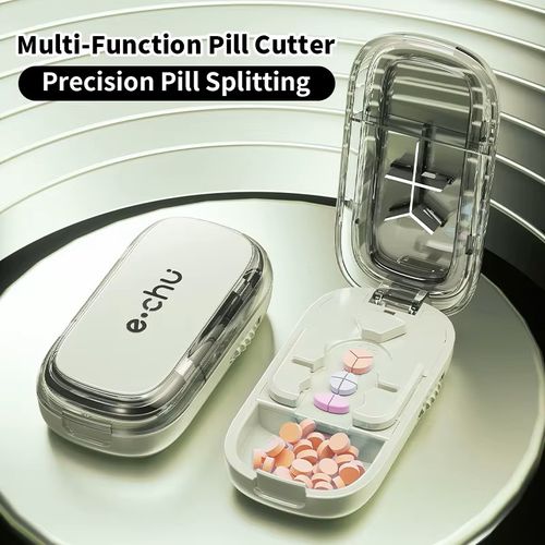 Newest Adjustable Quartering Pill Cutter Storage BoxPortable Drug Tablet MedicineDustproof Divider Organizer Crusher Pill Cutter