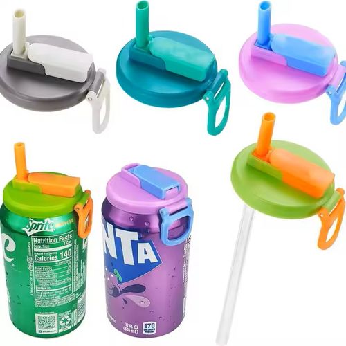High Quality 8 Color Soda Can Lid Soda Straw Can Lids With Straw Bpa-Free Reusable for Fits Standard Straw Soda Can Covers