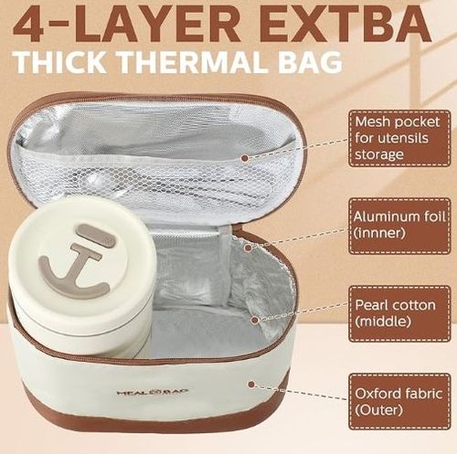 4-piece Insulated Portable Stainless Steel Food Container Circular Microwave Safe Stackable Leak Proof Insulated Food Container