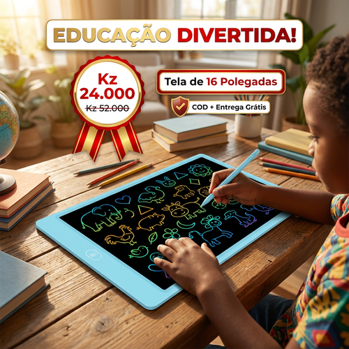 🇦🇴Luanda 🧠👶 Desenvolvimento mental 📱🖊️ Quadro LCD 16 Infantil 🎨✏️ Escreve e apaga com 1 clique ♻️ Sem papel 👀 Protege os olhos 💡 Tela grande fácil usar 📚 Ideal para escola e casa 🎁 Presente perfeito