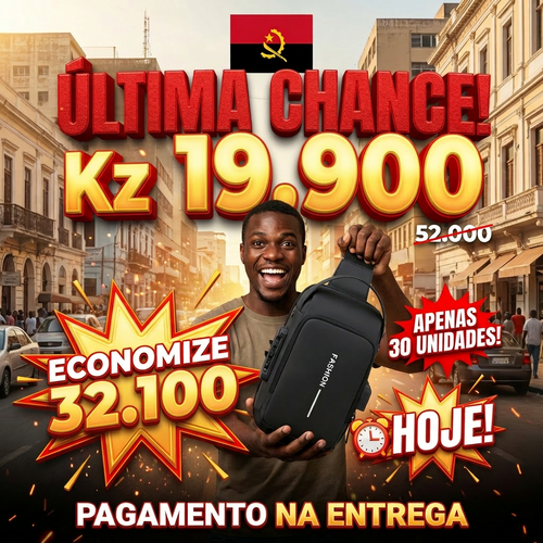 🚨🇦🇴🔥 OFERTA LUANDA! — Bolsa Peitoral Masculina com Cadeado 🔒✨+ Porta USB 🔋 — Grande Capacidade 📱💼 — Estilo Moderno e Seguro 😎 — Ideal para Trabalho e Dia a Dia 🚶‍♂️ — Entrega Grátis + COD! 🚚