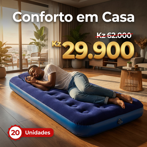 🇦🇴🔥 Luanda 🛏️ Colchão Inflável Camping ✨🛏️ Espesso e macio ✨ Anti-humidade 🌧️ Ideal para camping e uso diário 💖 Super confortável 💨 Fácil transportar 🎒 Ideal para viagem, camping e descanso 🌿✨🛏️ Conforto de Hotel onde estiver ✨