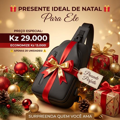 🎄🎁Oferta Natal Limiteda 🎅 Presente de Natal mais prático em Luanda!🎅 Mochila Antirroubo com Porta USB Lateral 🎁⚡– Carregue enquanto anda pela cidade!