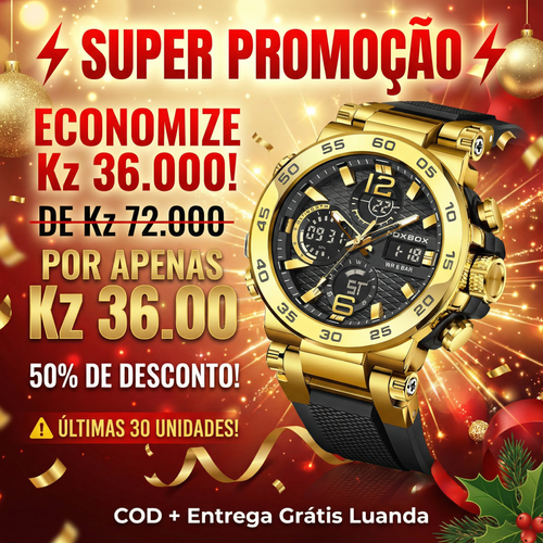 🇦🇴Estilo Premium para Luanda |Relógio Masculino Esportivo Duplo Display ⌚🔥 À Prova de Água 💧 | Noturno Luminoso 🌙 | Perfeito para Homens de Luanda💎⌚