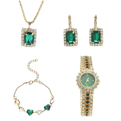 💎Conjunto incrível com relógio, colar, anel, pulseira e brincos💎