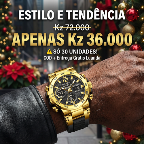 🇦🇴Estilo Premium para Luanda |Relógio Masculino Esportivo Duplo Display ⌚🔥 À Prova de Água 💧 | Noturno Luminoso 🌙 | Perfeito para Homens de Luanda💎⌚