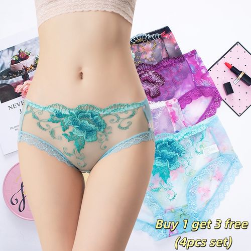 🔥PROMOÇÃO QUENTE - Compre 1 e leve 3 grátis (conjunto de 4 peças)🔥 Textura translúcida + design bordado cria um clima único e adiciona um toque feminino😍👙 🥰 O algodão antibacteriano cuida da saúde das mulheres, é confortável e realça a beleza!