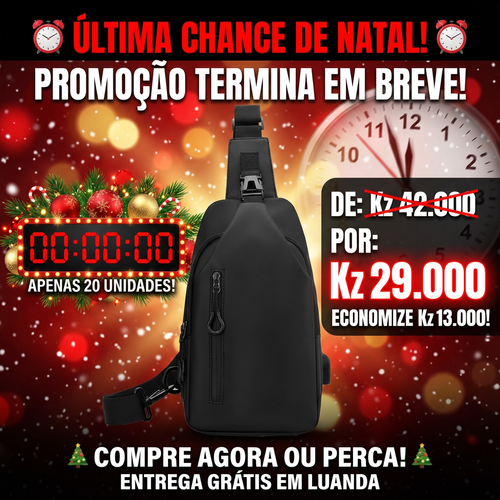 🎄🎁Oferta Natal Limiteda 🎅 Presente de Natal mais prático em Luanda!🎅 Mochila Antirroubo com Porta USB Lateral 🎁⚡– Carregue enquanto anda pela cidade!