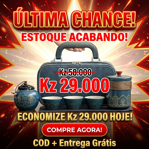 🇦🇴🔥Luanda 🍵✨ Conjunto Chá Portátil 🎒 Uma chaleira + 3 copos ☕ Cerâmica azul com dourado 💎 Estilo luxo leve 💼 Ideal para viagem, carro e escritório 🎁 Presente elegante🎁Ótimo presente