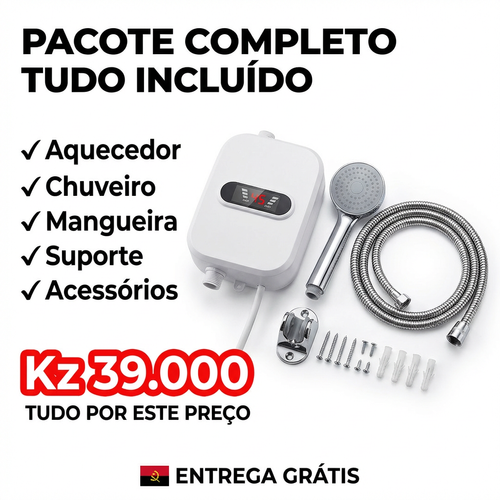 🇦🇴🚿 Luanda |Aquecedor Elétrico Instantâneo de Parede🔥🚿 — Água Quente em 3 Segundos ⚡ — Quente & Frio ❄️🔥 — Compacto e Econômico 💰 — Ideal para Casa e Apartamento 🏢 — Instalação Simples 🔧— Ideal para Banho e Lavar Mãos 🛁