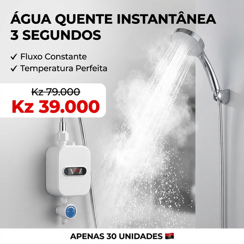 🇦🇴🚿 Luanda |Aquecedor Elétrico Instantâneo de Parede🔥🚿 — Água Quente em 3 Segundos ⚡ — Quente & Frio ❄️🔥 — Compacto e Econômico 💰 — Ideal para Casa e Apartamento 🏢 — Instalação Simples 🔧— Ideal para Banho e Lavar Mãos 🛁