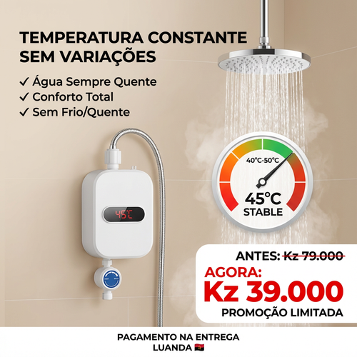🇦🇴🚿 Luanda |Aquecedor Elétrico Instantâneo de Parede🔥🚿 — Água Quente em 3 Segundos ⚡ — Quente & Frio ❄️🔥 — Compacto e Econômico 💰 — Ideal para Casa e Apartamento 🏢 — Instalação Simples 🔧— Ideal para Banho e Lavar Mãos 🛁