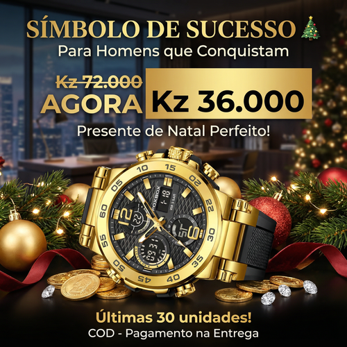 🇦🇴Estilo Premium para Luanda |Relógio Masculino Esportivo Duplo Display ⌚🔥 À Prova de Água 💧 | Noturno Luminoso 🌙 | Perfeito para Homens de Luanda💎⌚