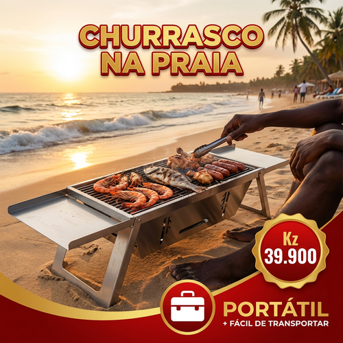 🇦🇴🔥 OFERTA LUANDA! — Churrasqueira Dobrável em Aço Inoxidável! — 🥩 Perfeita para Carne e Frango! — 🌳 Ideal para Jardim e Praia! — 🔥 Fácil de Montar e Transportar! — 🚚 Entrega Grátis + COD!