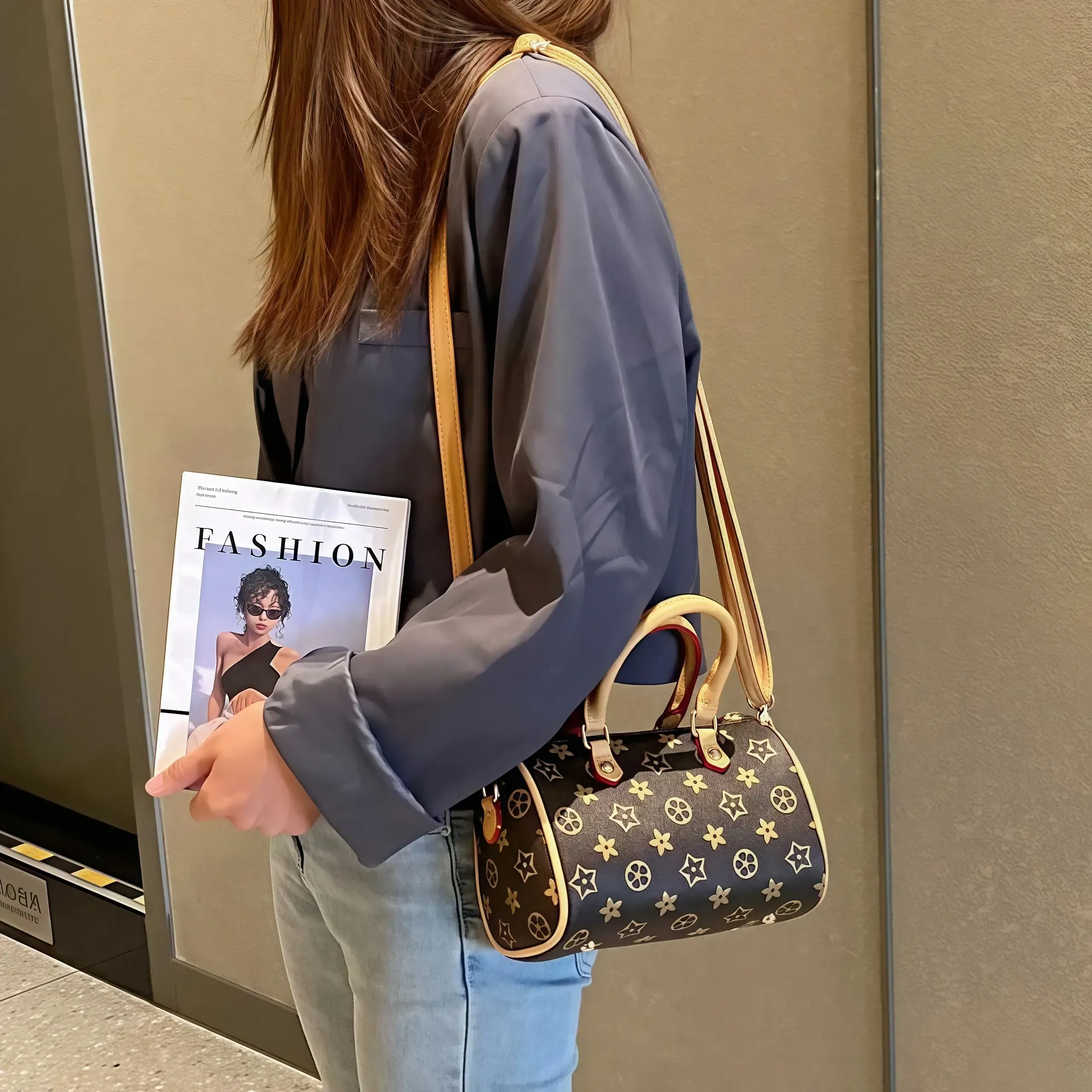 🔥2025 Nova Bolsa de Luxo Estampada – Ombro ou Tiracolo, Porta-Telemóvel e Moedas 👜✨