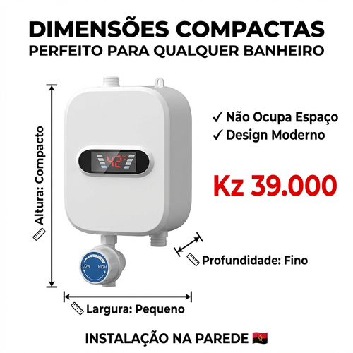 🇦🇴🚿 Luanda |Aquecedor Elétrico Instantâneo de Parede🔥🚿 — Água Quente em 3 Segundos ⚡ — Quente & Frio ❄️🔥 — Compacto e Econômico 💰 — Ideal para Casa e Apartamento 🏢 — Instalação Simples 🔧— Ideal para Banho e Lavar Mãos 🛁