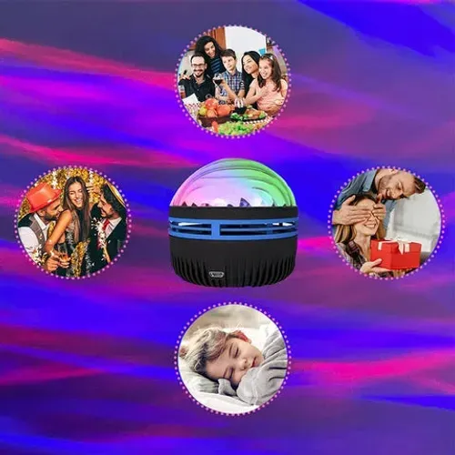 Projetor 2 em 1 Aurora Boreal e Ondas do Oceano - Luz Noturna Relaxante com Música e Som! 🌌🎵🌊14 Cores, Sincroniza com Música! ✨🎶✨ Crie Ambiente Romântico e Divertido 💕
