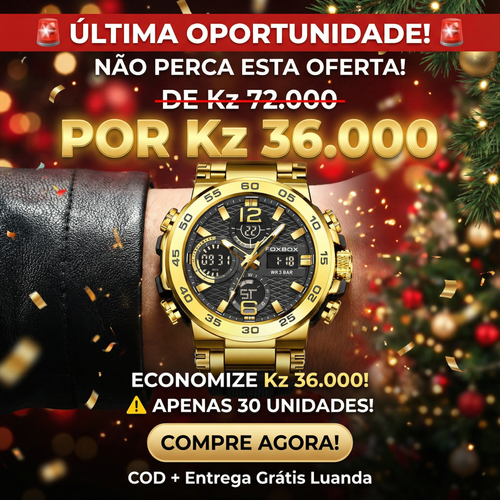 🇦🇴Estilo Moderno para Luanda | Relógio Masculino Duplo Display ⌚🔥 À Prova de Água 💧 | Luz Noturna 🌙 | Design Forte para Homens Modernos 💎