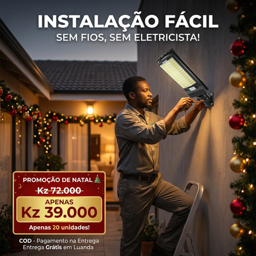 ⚠️Luanda 🏠💡☀️ Lâmpada Solar Integrada Super Brilhante ⚡✨ — Sensor Inteligente 🚶‍♂️📡 e À Prova de Água 🌧️💦 — Carrega de Dia 🔋☀️, Ilumina à Noite 🌙✨