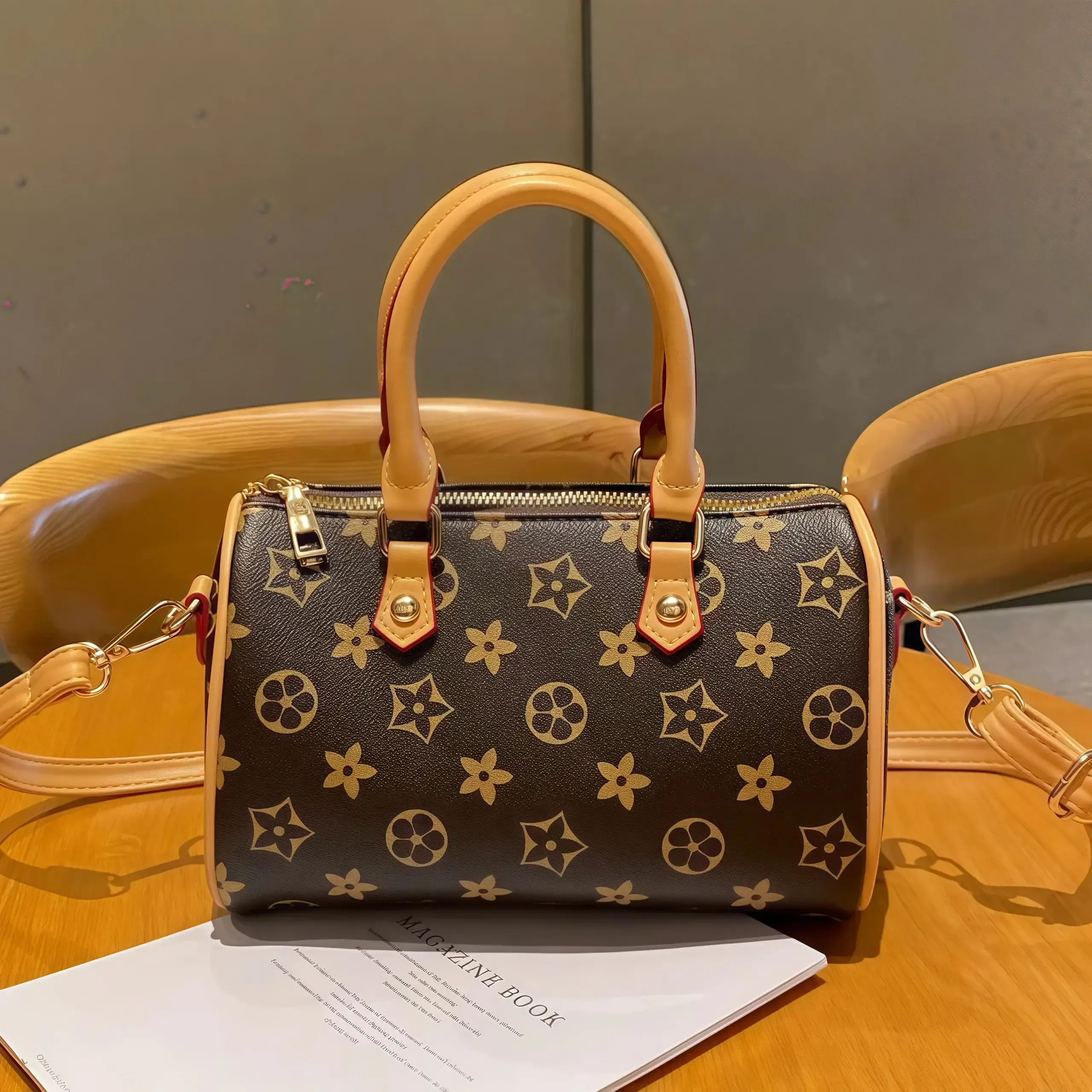 🔥2025 Nova Bolsa de Luxo Estampada – Ombro ou Tiracolo, Porta-Telemóvel e Moedas 👜✨