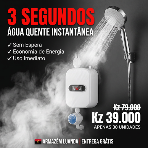 🇦🇴 Luanda🔥 | Mini Aquecedor Elétrico Instantâneo🏠🚿 — Banho Quente Rápido 🚿 — Ideal para Casa e Apartamento 🏢 — Instalação Simples 🔧— Sem Reservatório ❌ — Poupa Energia ⚡💰