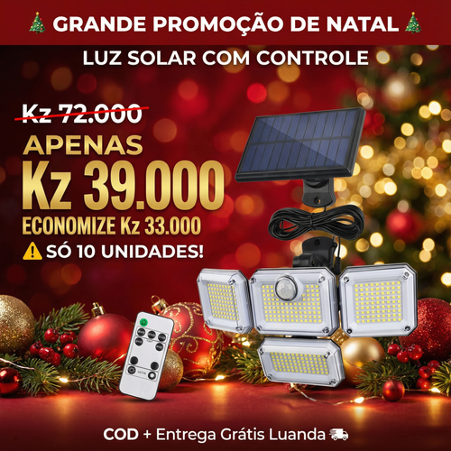 ⚠️☀️Luanda💡—Proteção Total da Casa 🔒🏠— Lâmpada Solar 4 Cabeças Giratórias 🔄 — Carrega de Dia ☀️, Ilumina à Noite 🌙, Sem Eletricidade ❌🔌, Sensor Inteligente 🚶‍♂️💡