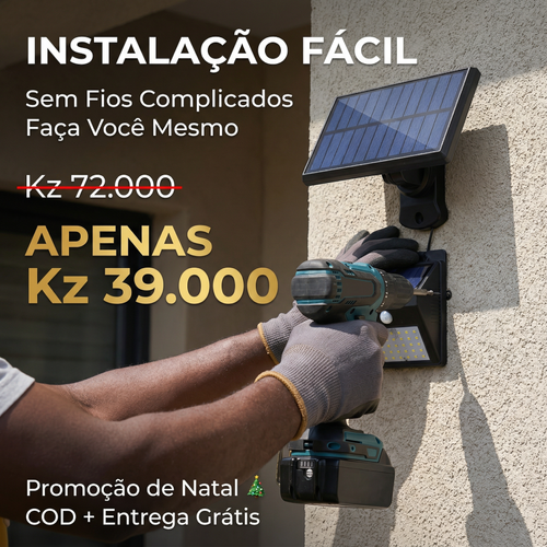 ⚠️☀️Luanda💡—Proteção Total da Casa 🔒🏠— Lâmpada Solar 4 Cabeças Giratórias 🔄 — Carrega de Dia ☀️, Ilumina à Noite 🌙, Sem Eletricidade ❌🔌, Sensor Inteligente 🚶‍♂️💡