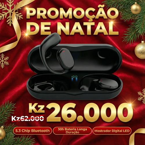 Luanda 🎧✨ | Auricular Bluetooth Sem Fios para Uso Diário 🔥 Som Claro 🔊 | Bateria de Longa Duração 🔋 | Display Digital 📊 Desporto 🏃‍♂️, Trabalho 💼 e Viagens ✈️