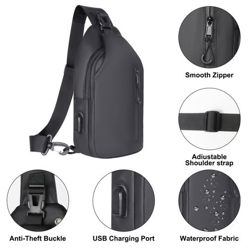 🔥HOT SALE—2025 Qualidade Diária Comutação Crossbody Bag Moda Impermeável Resistente A Arranhões Chest Pack Porta de Carregamento USB