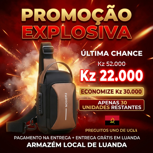 🚨🔥🇦🇴 PROMOÇÃO ESPECIAL LUANDA!—🔒🛡️Bolsa Peitoral Masculina com Cadeado + Porta USB 🔋⚡—📱💼Grande Capacidade para Telemóvel e Acessórios—🕶️Design Moderno e Antifurto—🚶‍♂️Perfeita para Trabalho, Passeio e Dia a Dia— Entrega Grátis + COD! 🚚