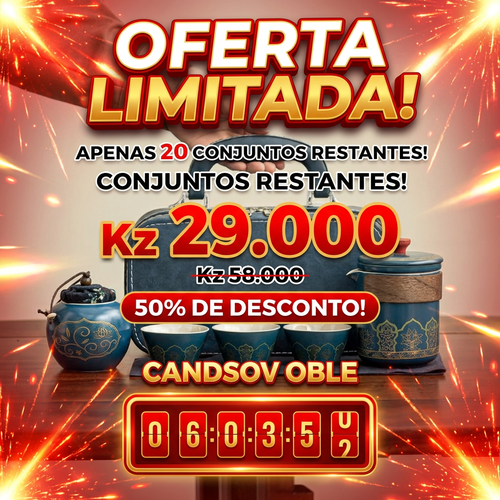 🇦🇴🔥Luanda 🍵✨ Conjunto Chá Portátil 🎒 Uma chaleira + 3 copos ☕ Cerâmica azul com dourado 💎 Estilo luxo leve 💼 Ideal para viagem, carro e escritório 🎁 Presente elegante🎁Ótimo presente