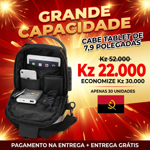 🚨🔥🇦🇴 PROMOÇÃO ESPECIAL LUANDA!—🔒🛡️Bolsa Peitoral Masculina com Cadeado + Porta USB 🔋⚡—📱💼Grande Capacidade para Telemóvel e Acessórios—🕶️Design Moderno e Antifurto—🚶‍♂️Perfeita para Trabalho, Passeio e Dia a Dia— Entrega Grátis + COD! 🚚