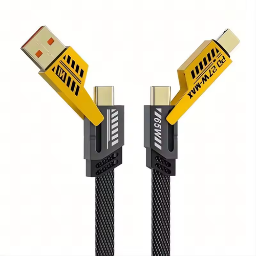 Nylon braiding zinc alloy material hot selling high quality PD 27w to 65W 4 in 1 USB fast charging data cable