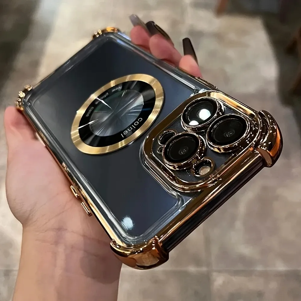 Fashionable and luxurious electroplated magnetic phone case suitable for iPhone 15, 14, 13, 12, 11 Pro Max Plus