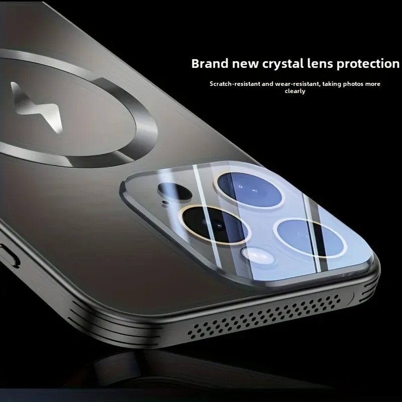 Luxurious ultra-thin phone case with heat dissipation and strong magnetic attraction, suitable for iPhone 12, 13, 14, 15, 16 Pro Max Plus - shockproof and drop protection