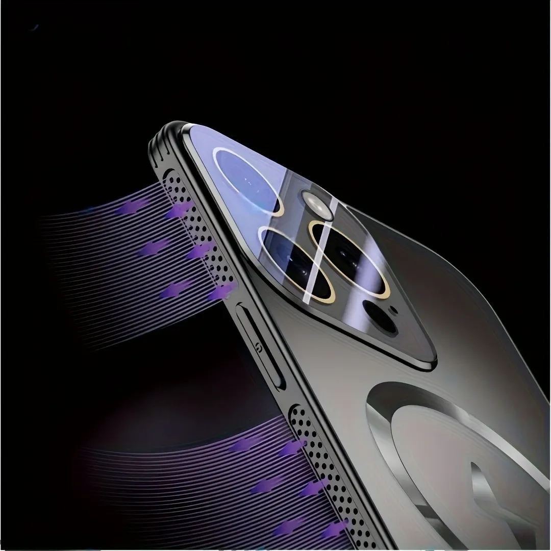 Luxurious ultra-thin phone case with heat dissipation and strong magnetic attraction, suitable for iPhone 12, 13, 14, 15, 16 Pro Max Plus - shockproof and drop protection