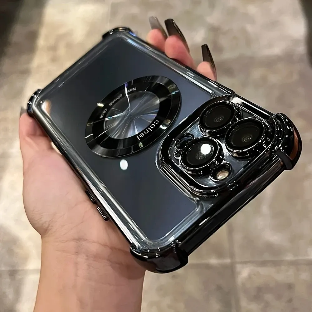 Fashionable and luxurious electroplated magnetic phone case suitable for iPhone 15, 14, 13, 12, 11 Pro Max Plus