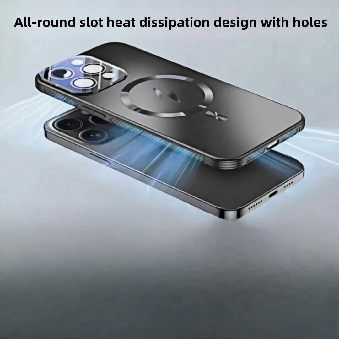 Luxurious ultra-thin phone case with heat dissipation and strong magnetic attraction, suitable for iPhone 12, 13, 14, 15, 16 Pro Max Plus - shockproof and drop protection