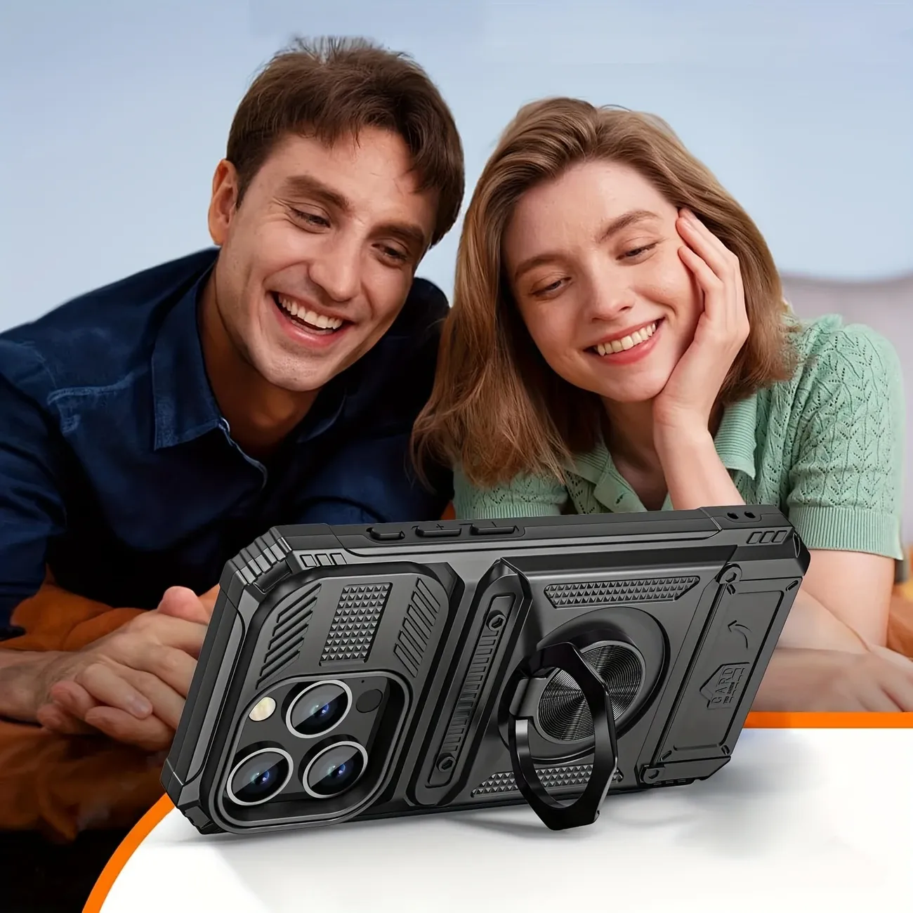 Magnetic vehicle-mounted shock-absorbing bumper design hidden card slot mobile phone case suitable for iPhone 16 15 14 13 12 11 ProMax