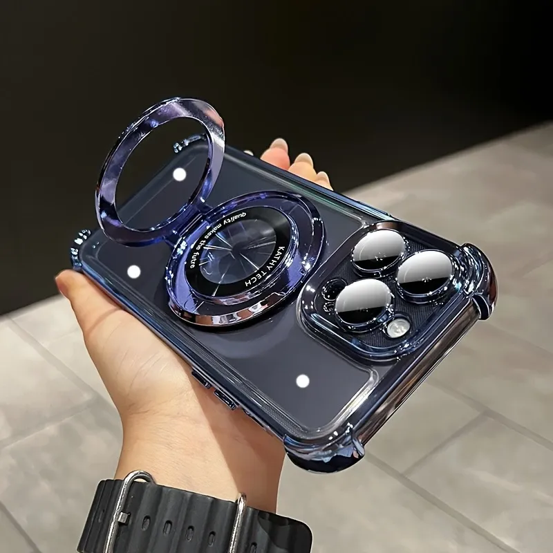 High-grade electroplated magnetic airbag phone case with wireless charging, suitable for iPhone 11 to 16 Pro Max