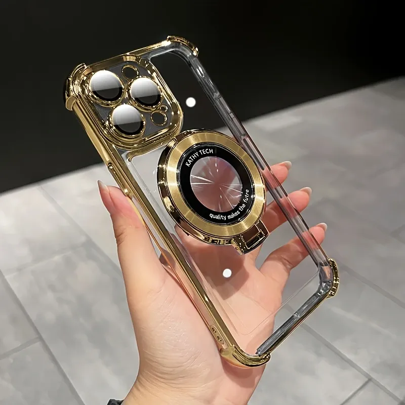 High-grade electroplated magnetic airbag phone case with wireless charging, suitable for iPhone 11 to 16 Pro Max