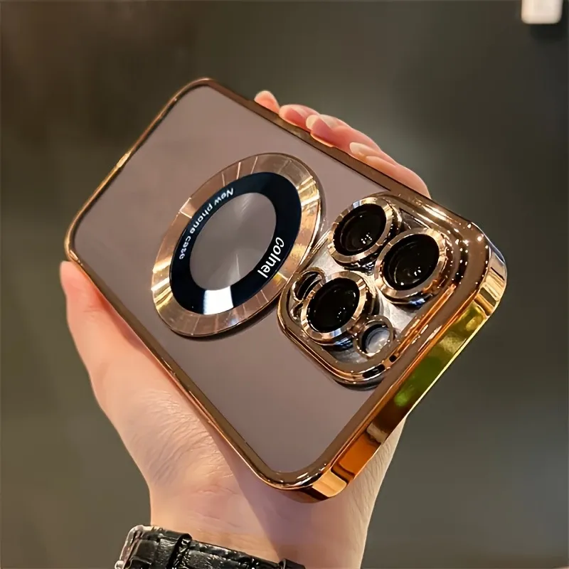 Fashionable and luxurious electroplated magnetic phone case suitable for iPhone 15, 14, 13, 12, 11 Pro Max Plus