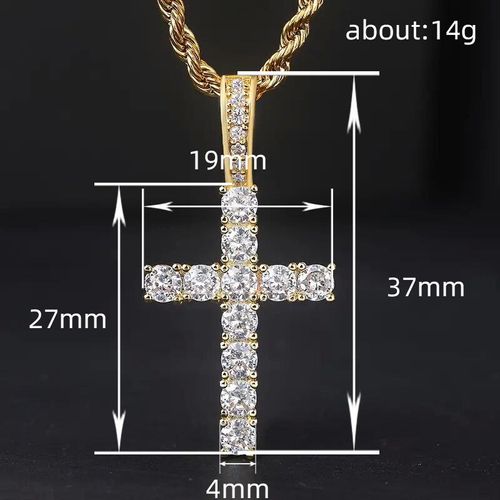 CAOSHI Stainless Steel Rope Chains Brass Pendant Tennis Cubic Zirconia Cross Necklaces Gold Silver Plated Ladies Necklace Men