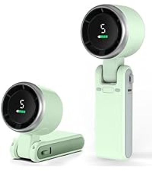 PlayHot Portable Handheld Turbo Fan 5 Gear Wind 12 Working Hours Foldable Lightweight Adjustable for Outdoor Travel Beach