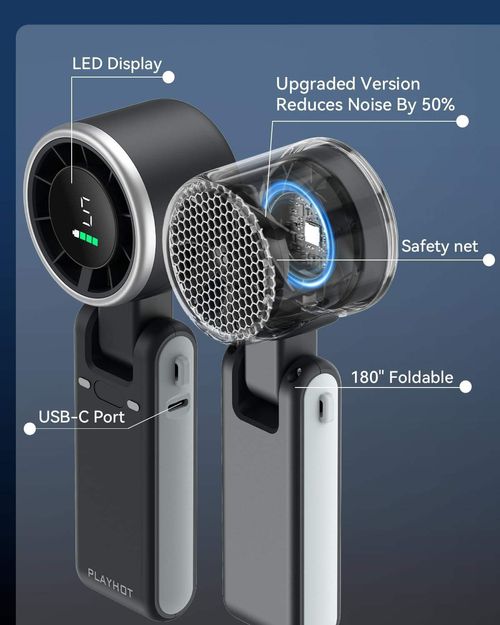 PlayHot Portable Handheld Turbo Fan 5 Gear Wind 12 Working Hours Foldable Lightweight Adjustable for Outdoor Travel Beach