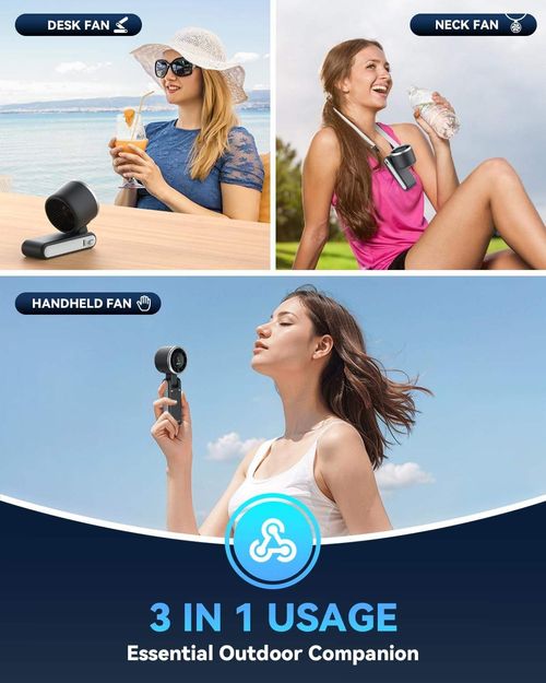 PlayHot Portable Handheld Turbo Fan 5 Gear Wind 12 Working Hours Foldable Lightweight Adjustable for Outdoor Travel Beach
